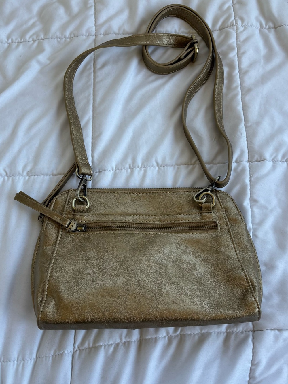 Joy Susan Gigi Crossbody Bag Gold Metallic Vegan Leather Wristlet Clutch NWT